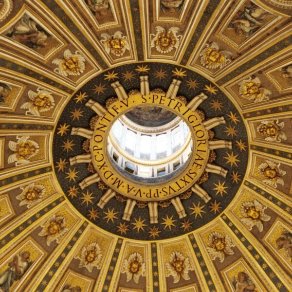 gold interior design on ceiling of st peters basilica