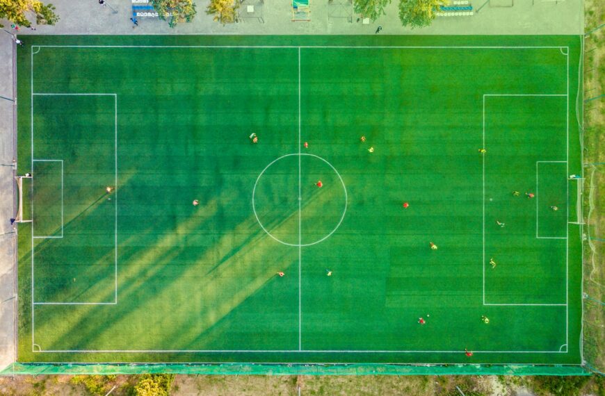 aerial view of soccer field