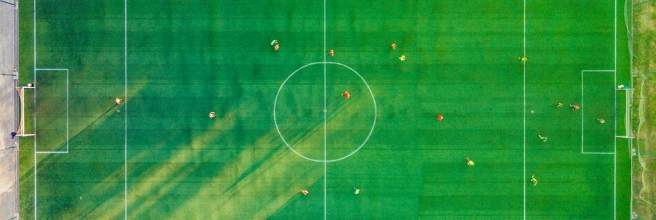 aerial view of soccer field