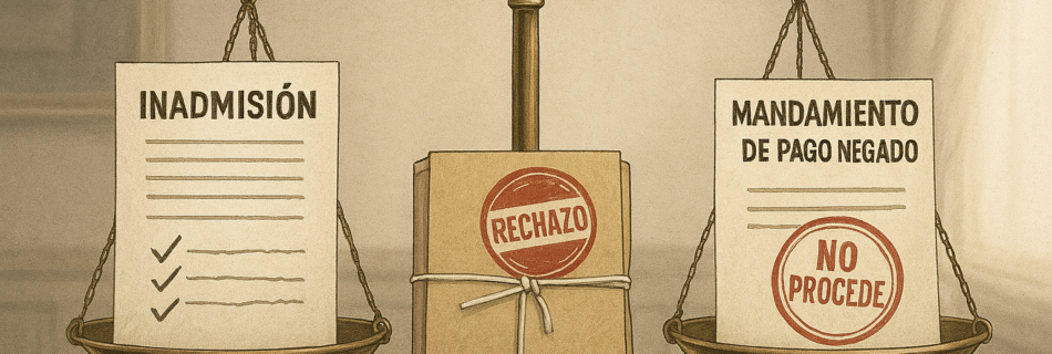 Inadmisión, rechazo y negativa del mandamiento de pago hasagotlex Santiago Perez Hernandez