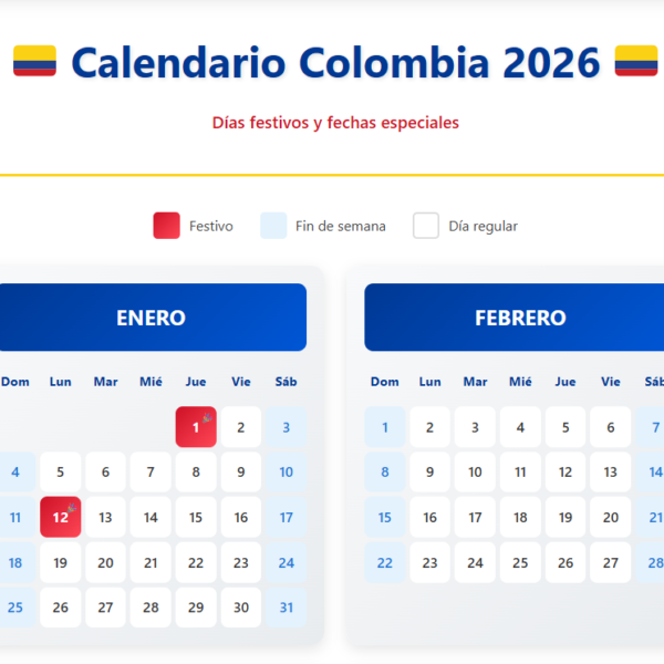 CALENDARIO COLOMBIA 2026