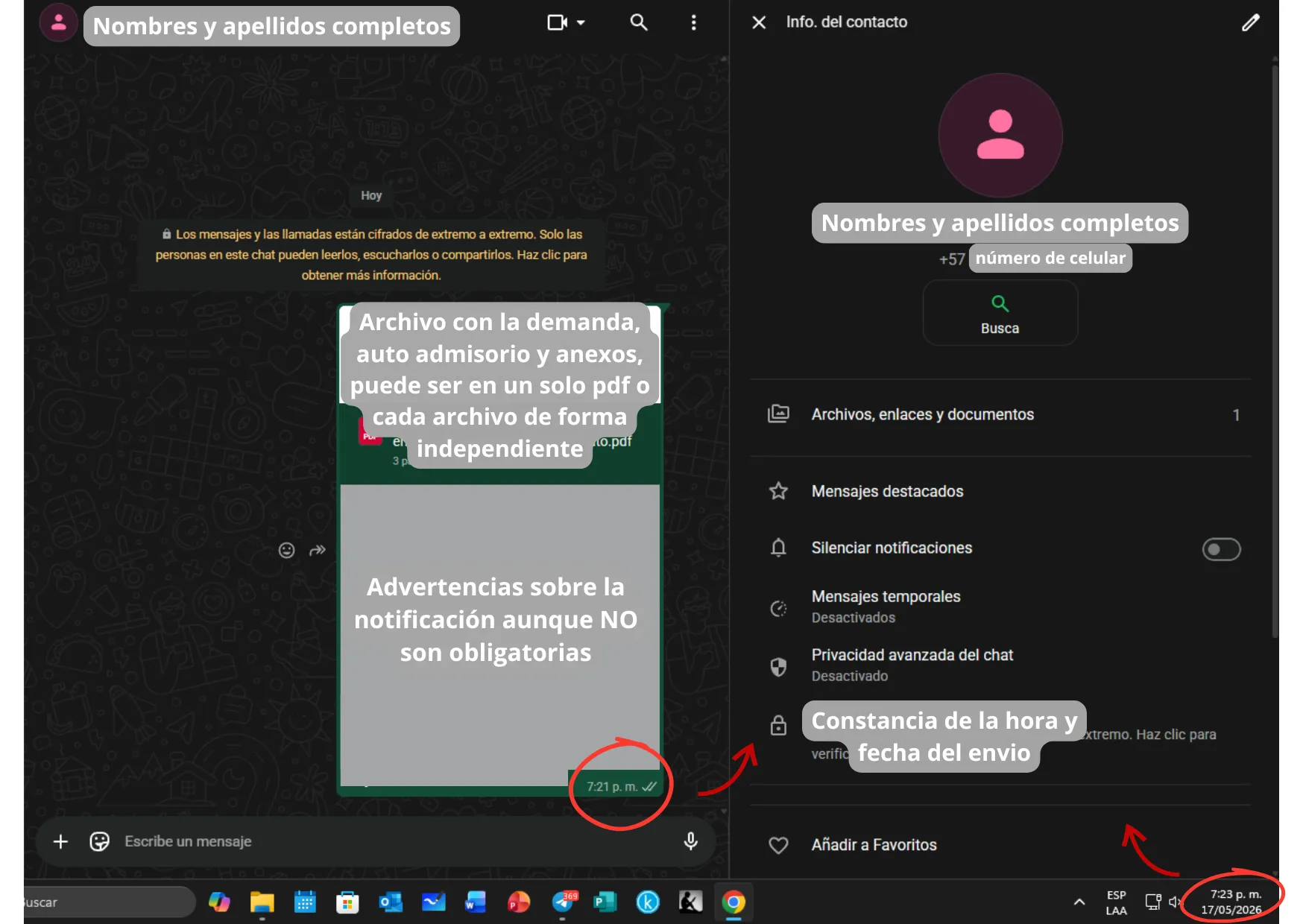 Cómo hacer la notificación personal por WhatsApp en Colombia